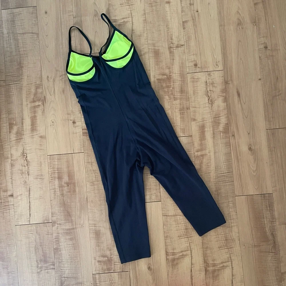 Nike Capri Black and Neon Green One Piece Unitard